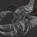3D Rendered Lobster With Large Claws Striped Pattern Spotted Details And Red Accents