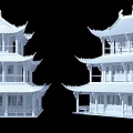 Ancient Chinese Architecture Multi Storey Towers Featuring Curved Eaves And Carved White Exterior