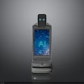 Human Interacting With AI Smart Device Featuring Interactive Screen And Camera