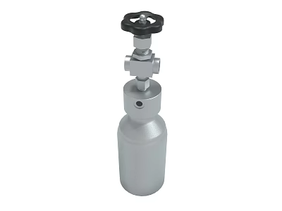 Silver Industrial Device With Black Knob And Cylindrical Container Structure 3d model