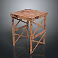 Wooden Table with Rustic Plank Top and Cross Leg Structure in Industrial Design Style