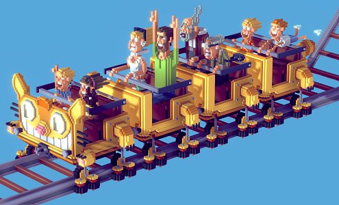 Modern roller coaster 3d model