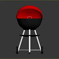 Two Red And Black Electric Grills With Wheels Open Closed Lids And Grill Grates