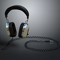 Premium Over Ear Headphones With Black Headband Beige Ear Cups And Coiled Cable Design