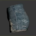 Blue Denim Shorts With Distressed Rips Button Details And Front Pockets