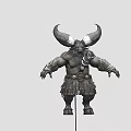 Game Movie Character With Huge Horns Muscular Build Tribal Style Outfit
