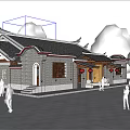 Traditional Chinese Architecture With Overhanging Eaves Carved Window Red Lanterns And Green Trees Nearby