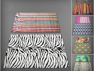 Square Rugs With Zebra Print Colorful Stripes And Geometric Patterns For Home Decor 3d model