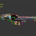 Detailed 3D Rendered Weapon With Metallic Body Golden Accents And Long Barrel