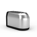 Silver Toaster With Black Edges Rectangular Shape And Smooth Surface Design