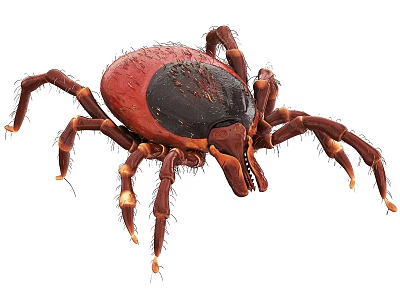 Red And Black Reptile With Multiple Legs And Detailed Head Structure 3d model