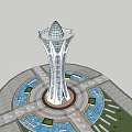 Modern Tower Architectural Design Featuring Streamlined Structure Glass Facade And Surrounding Plaza 3d model