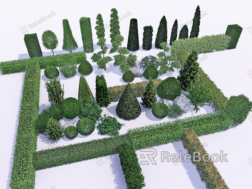 shrub spherical vegetation spherical plant hedgerow green belt plant combination plant wall model