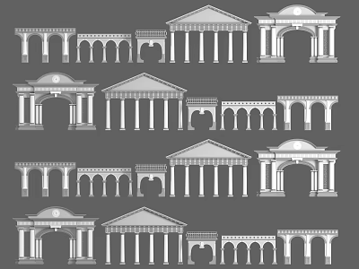 Classical Architecture Elements In Various Styles Featuring Colonnades Arches And Porticoes 3d model