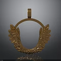 Shiny Golden Circular Pendant With Intricate Leaf Decorations For Daily Wear
