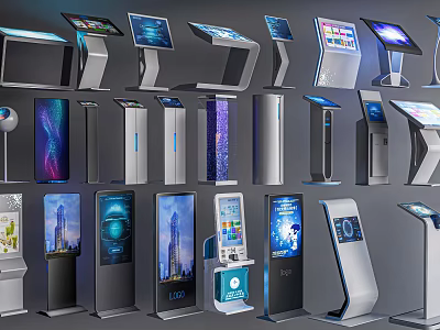 Smart Machines Featuring Various Interactive Terminals With Modern Design And Touchscreen Displays 3d model