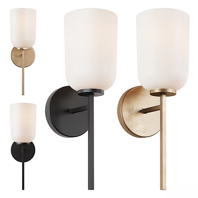 Modern Wall Sconces with White Shades and Metal Finishes in Multiple Colors 3d model