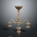 Ornate Brass Candelabra Furniture Featuring Three Candle Holders And Carved Details