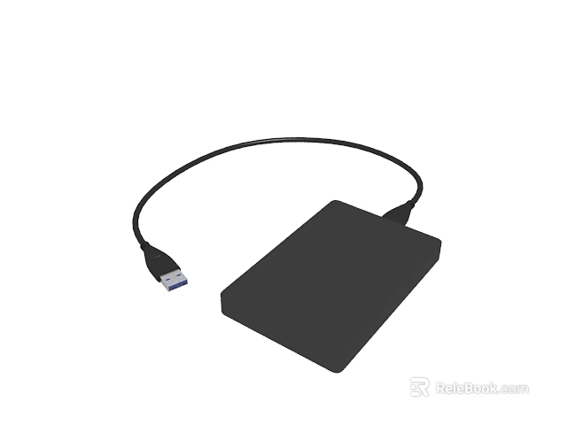 Black External Hard Drive With USB Interface For Computer Storage 3d model 