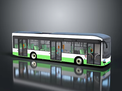 Modern White And Green Urban Bus With Large Windows And Seating 3d model