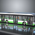 Modern White And Green Urban Bus With Large Windows And Seating