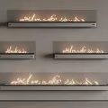 Modern Wall Mounted Fireplaces In Different Sizes With Flames 3d model
