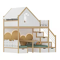 House Shaped Wooden Bunk Bed With Staircase Storage Drawers And Upholstered Seat For Kids Room