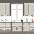 Modern Gray Kitchen Interior With Stylish Cabinets Countertop Drawers And Windows