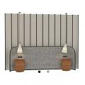 Modern Bed Background Wall With Vertical Striped Upholstery And Pendant Lights