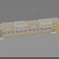 Light Yellow Multi Story Kindergarten Building With Multiple Units And Windows 3d model