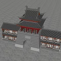 Chinese-style ancient building city gate tower 3d model