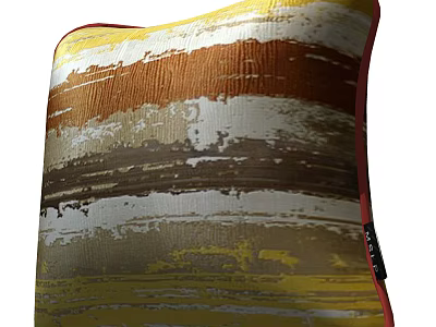Colorful Abstract Throw Pillow With Yellow Brown White Striped Brush Stroke Design 3d model