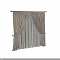 Beige Velvet Curtain With Sheer Voile And Tiebacks For Home Window Decoration