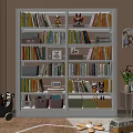 Modern White Home Bookcase Full Of Various Books Lovely Decor And Colorful Practical Storage Bins