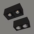 Modern Black Double Head Recessed Spotlights For Ceiling Lighting Design 3d model