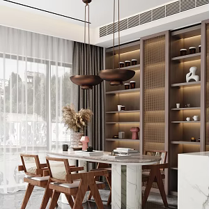 Modern dining table and chair combination 3d model