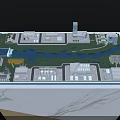 Commercial Equipment Facilities in Modern Business Park Layout with River and Green Space