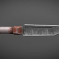 Detailed Combat Weapon With Metal Blade Red Worn Handle And Tactical Design