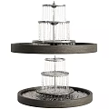 Three Tiered Garden Fountain With Circular Tray And Pebbles Flowing Water