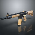 Modern Tactical Rifle With Black And Tan Color Ergonomic Grip And Rail System