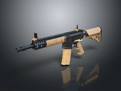 Modern Tactical Rifle With Black And Tan Color Ergonomic Grip And Rail System 3d model