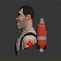 Stylized 3D Cartoon Character With White Outfit Brown Suspenders Goggles And Red Device
