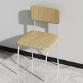Simple Design Single Chair with Wooden Seat Backrest and Metal Legs