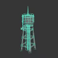 Vintage Water Tower Structure With Metal Frame And Cylindrical Top Spire Design