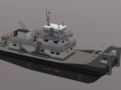 Winch Tug 2000 Tugboat With Multi Deck Lifebuoys Railing Stairs And Detailed Structure Design 3d model
