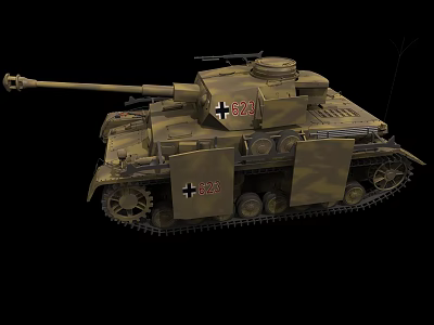 Military Tank With Camouflage Paint Cross Insignia Cannon Barrel And Markings 322 573 3d model