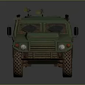 Green Military Armored Utility Vehicle With Roof Mounted Weapon And Off Road Tires
