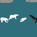 Sea Turtle Swimming Near Icebergs In Blue Ocean Water Habitat