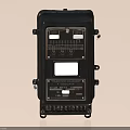 Industrial Equipment Black Control Box With Interface Diagram And Monitoring Panel In Industrial Systems
