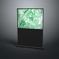 Modern Computer Monitor With Green Digital Graphic Display And Stand